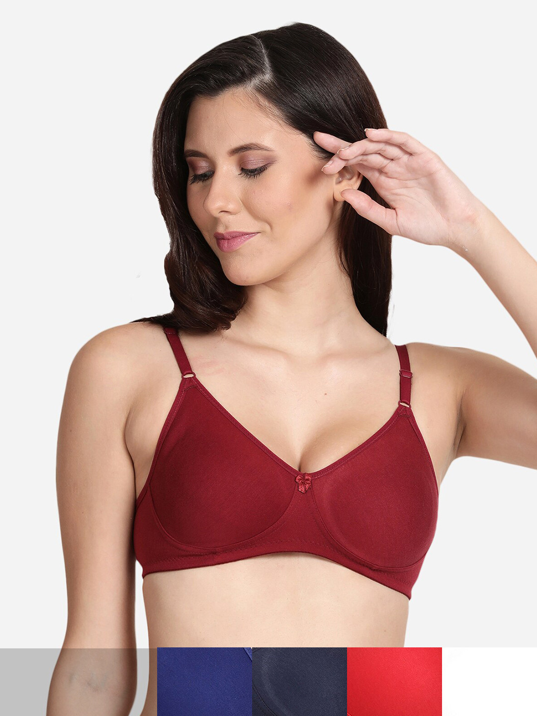 

shyaway Pack Of 5 Cotton Bra, Maroon