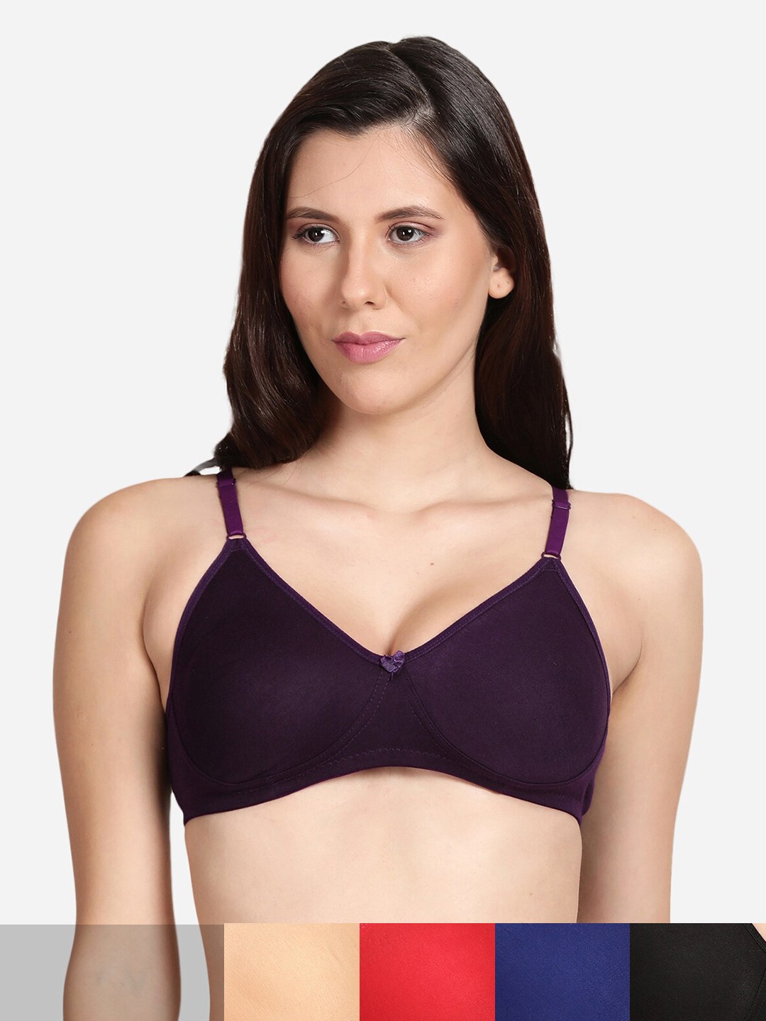 

shyaway Pack Of 5 Cotton Bra, Black