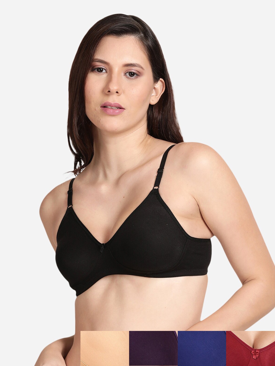 

shyaway Pack Of 5 Cotton Bra, Black