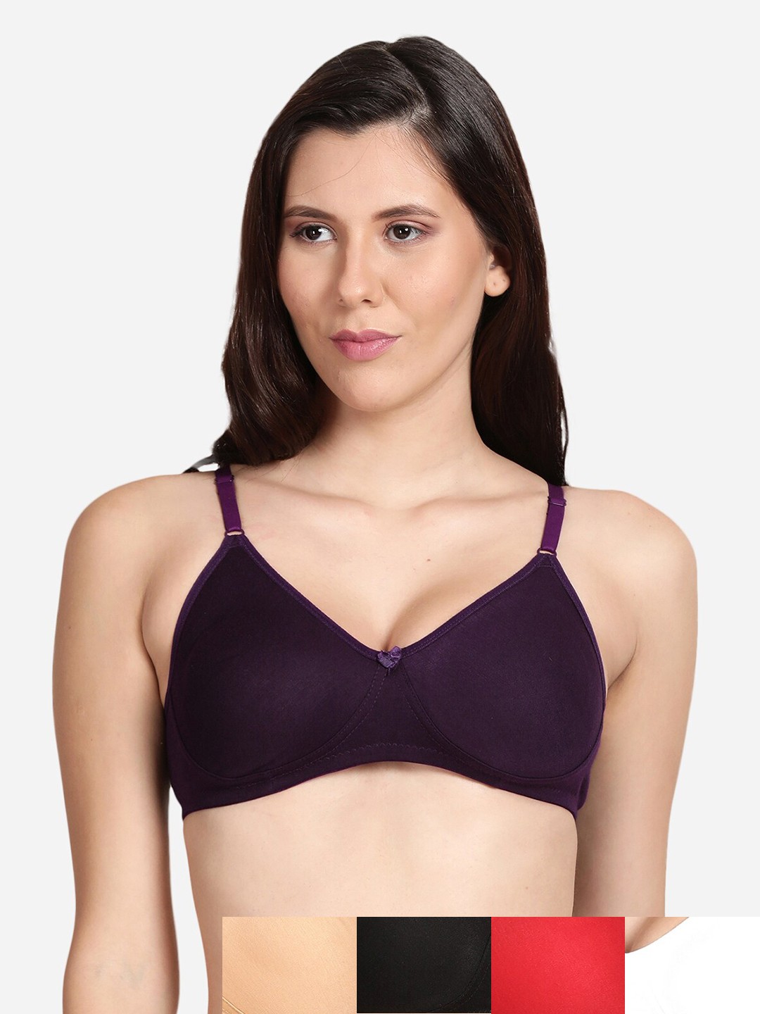 

shyaway Pack Of 5 Cotton Bra, Black