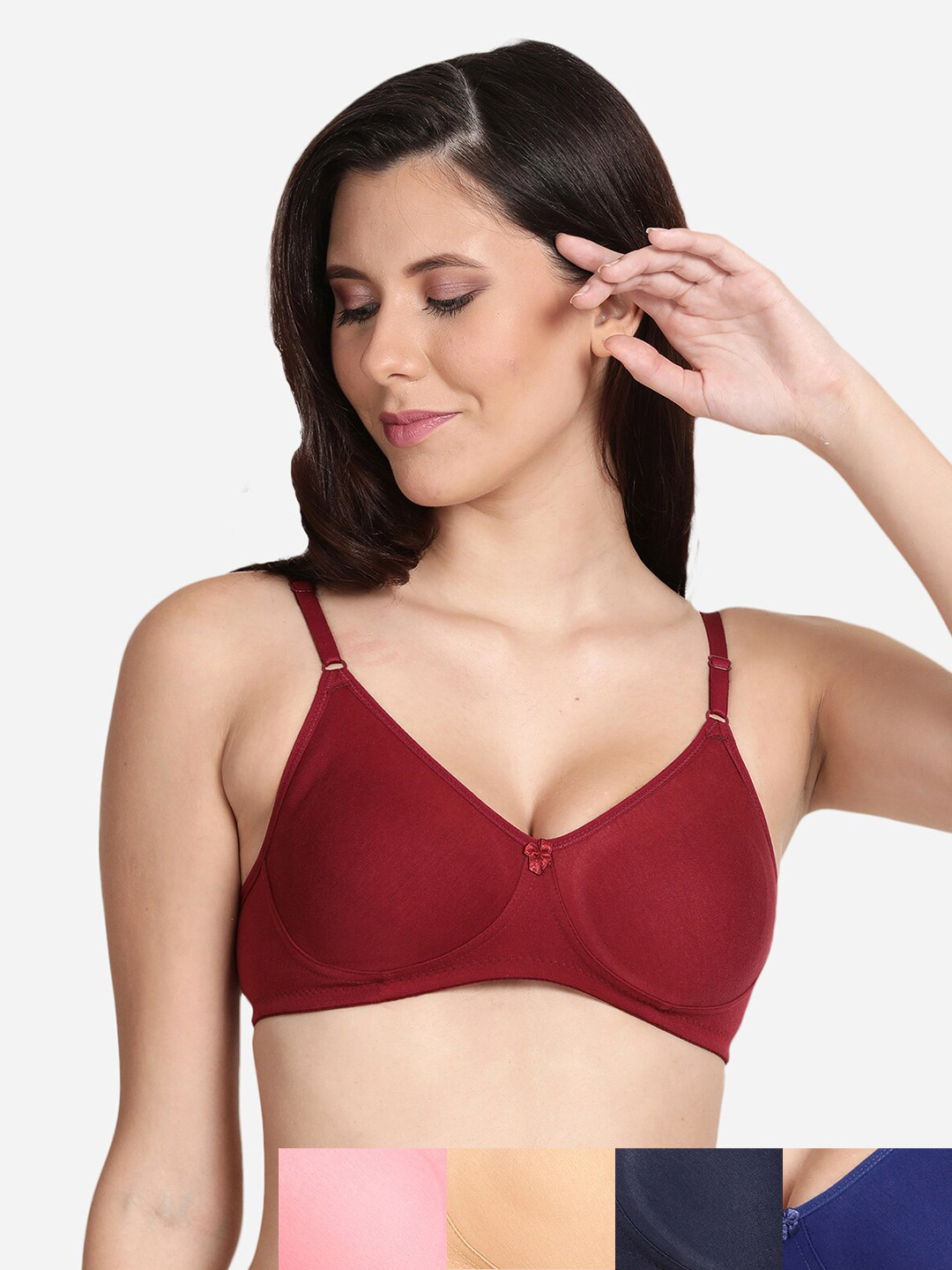

shyaway Pack Of 5 Cotton Bra, Pink