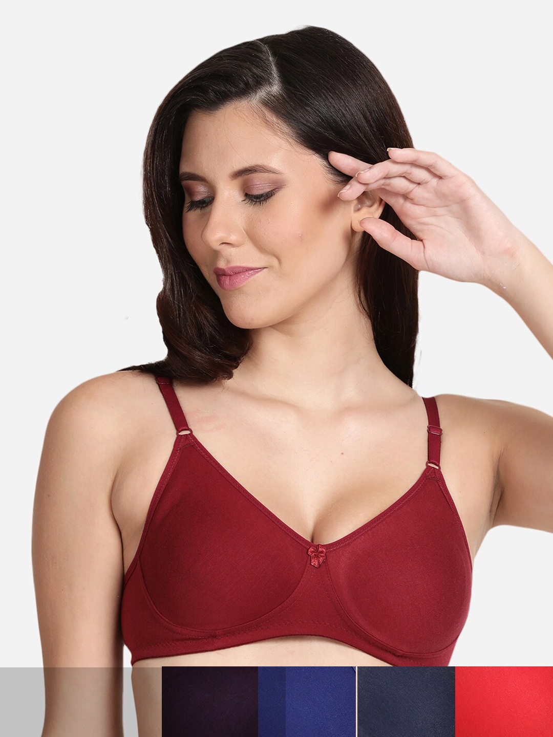 

shyaway Pack Of 5 Cotton Bra, Maroon