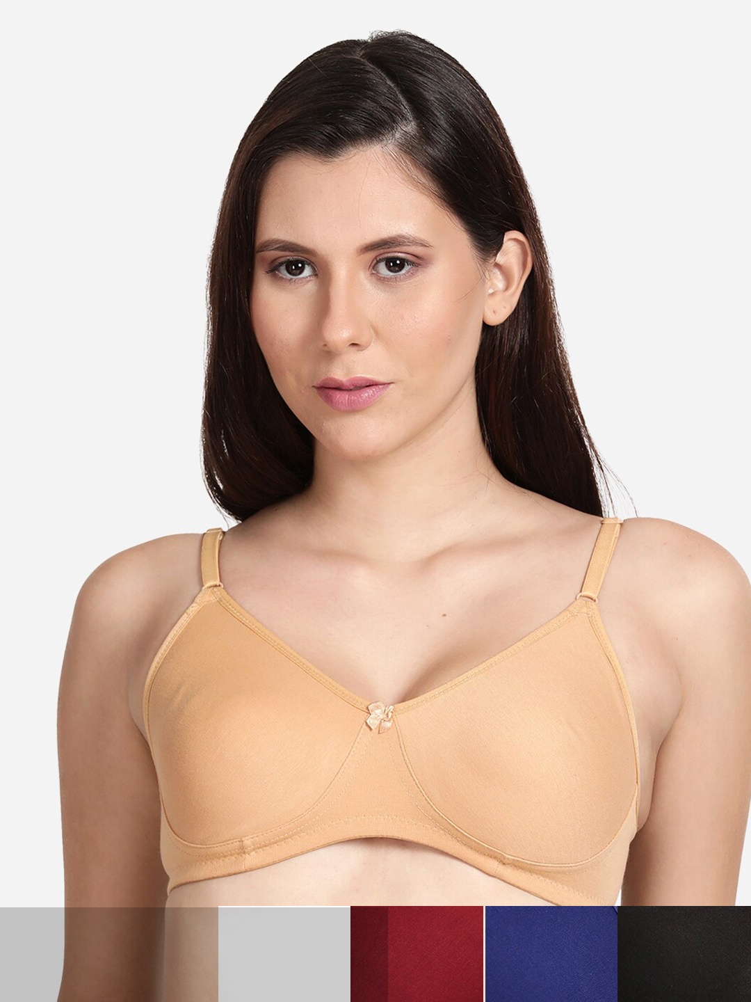 

shyaway Pack Of 5 Cotton Bra, Black