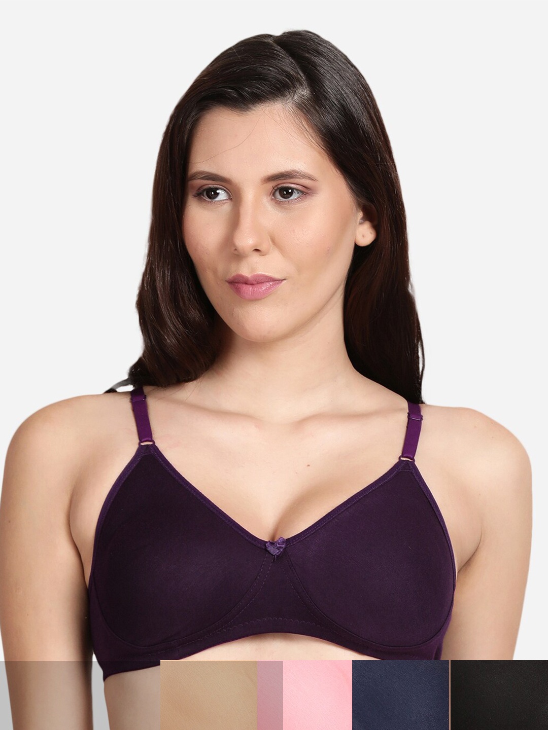

shyaway Pack Of 5 Cotton Bra, Black