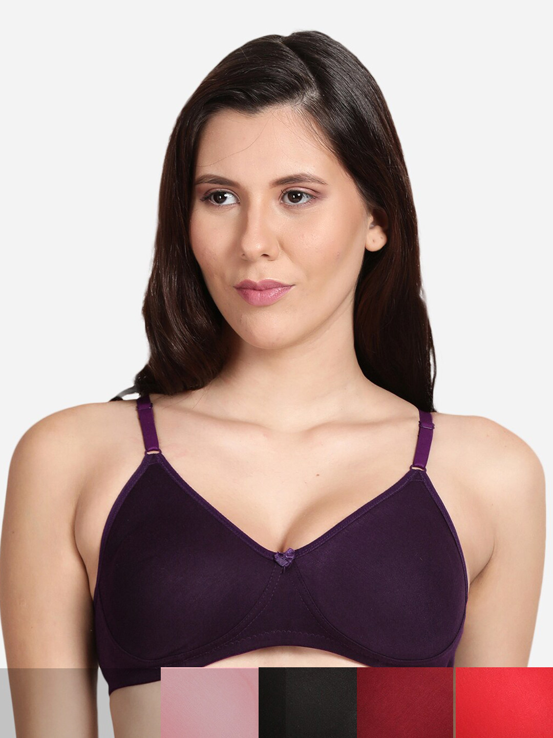 

shyaway Pack Of 5 Cotton Bra, Black