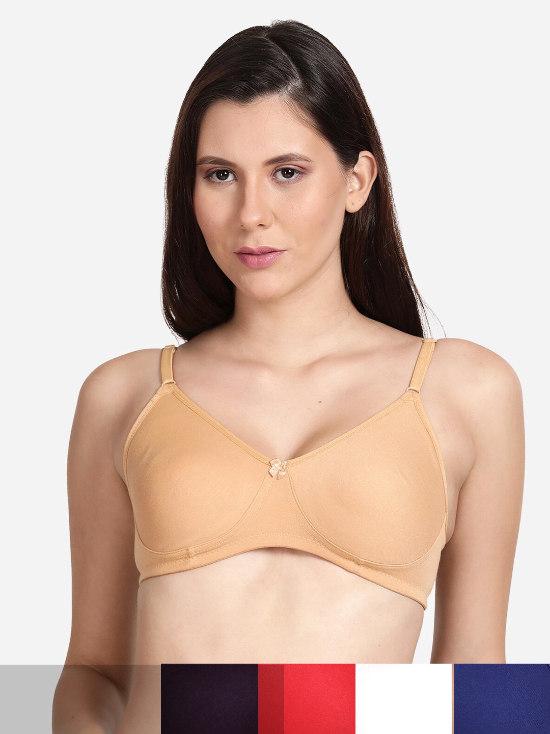 

shyaway Pack Of 5 Cotton Bra, Beige