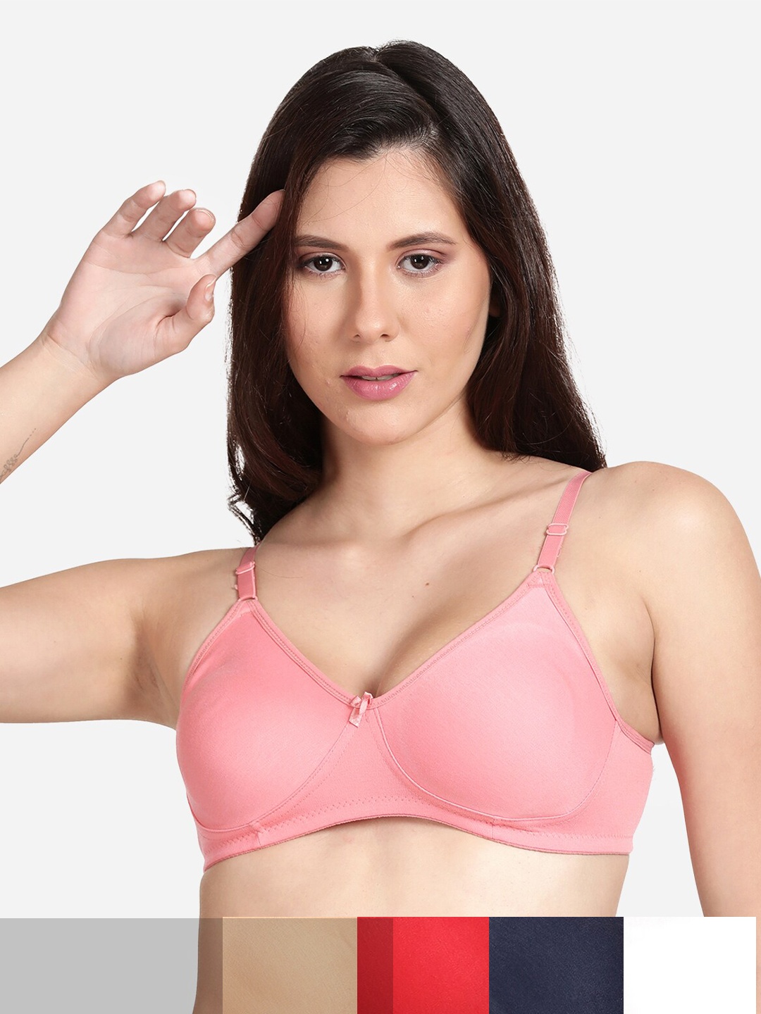 

shyaway Pack Of 5 Cotton Bra, Pink