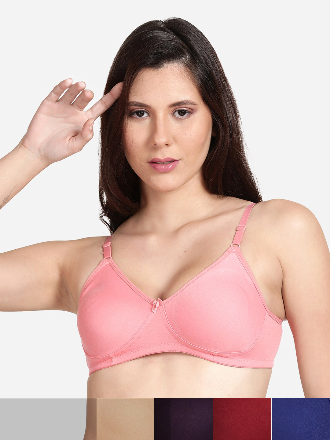 

shyaway Pack Of 5 Cotton Bra, Pink
