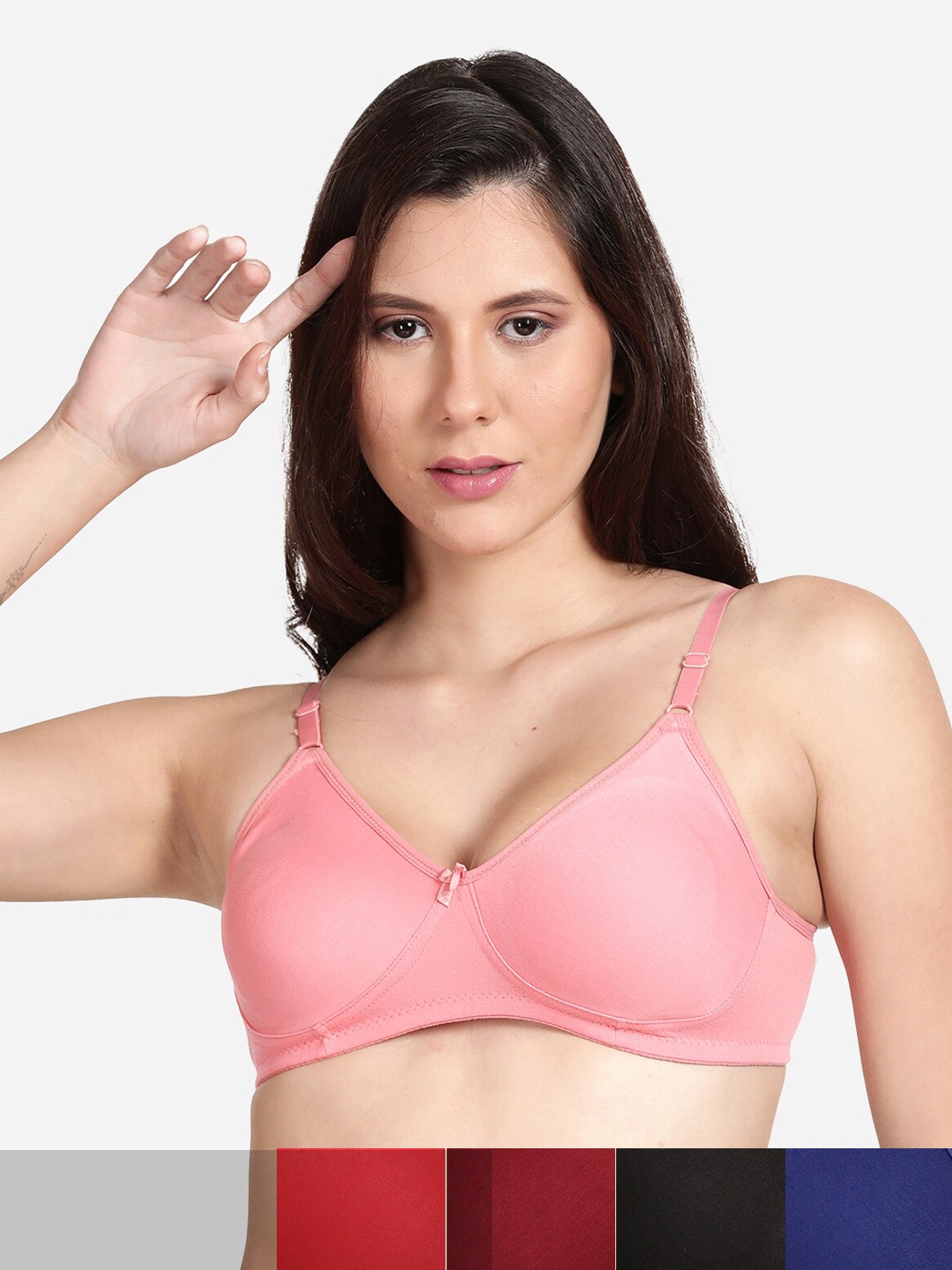 

shyaway Pack Of 5 Cotton Bra, Black