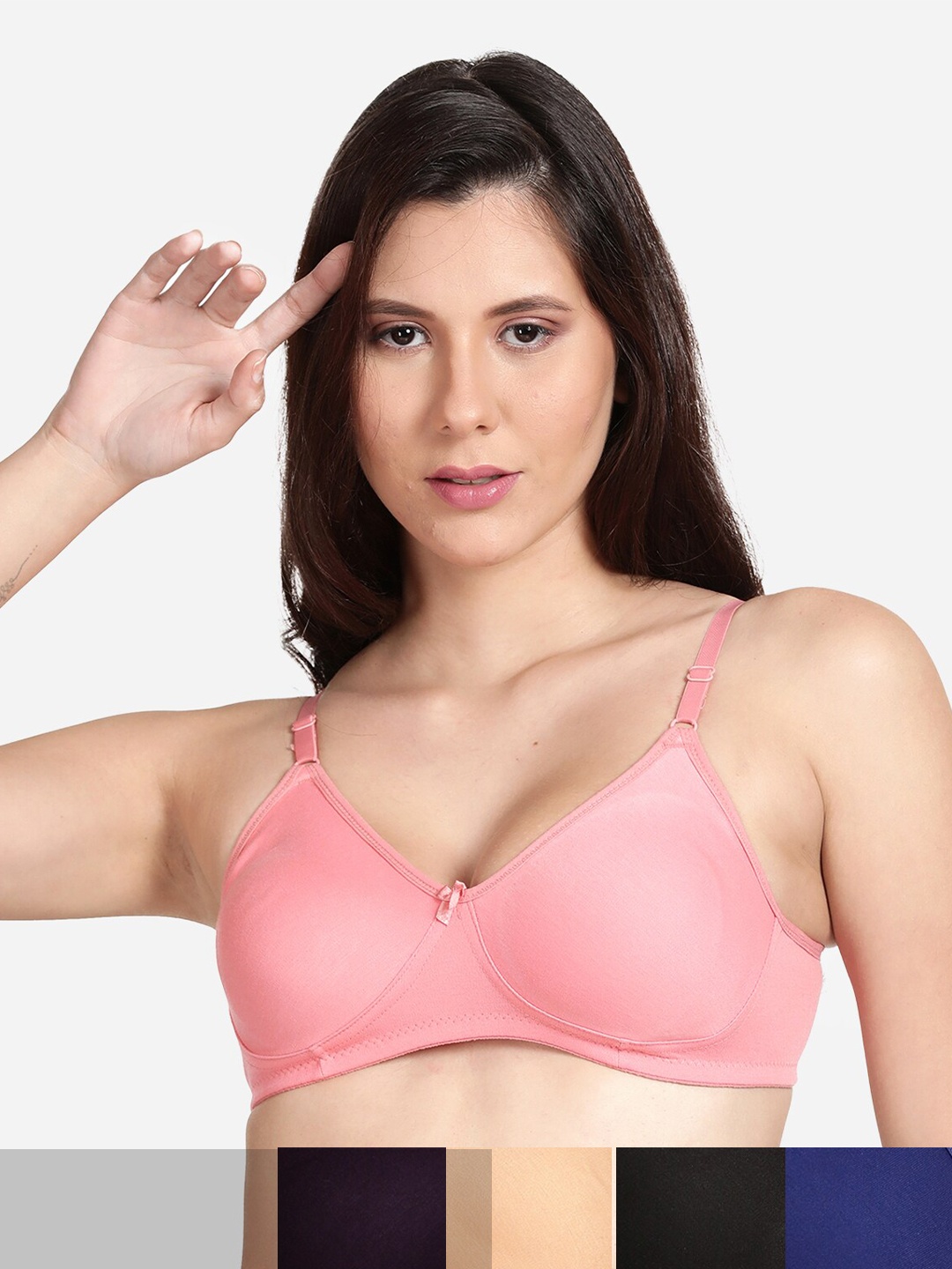 

shyaway Pack Of 5 Cotton Bra, Black