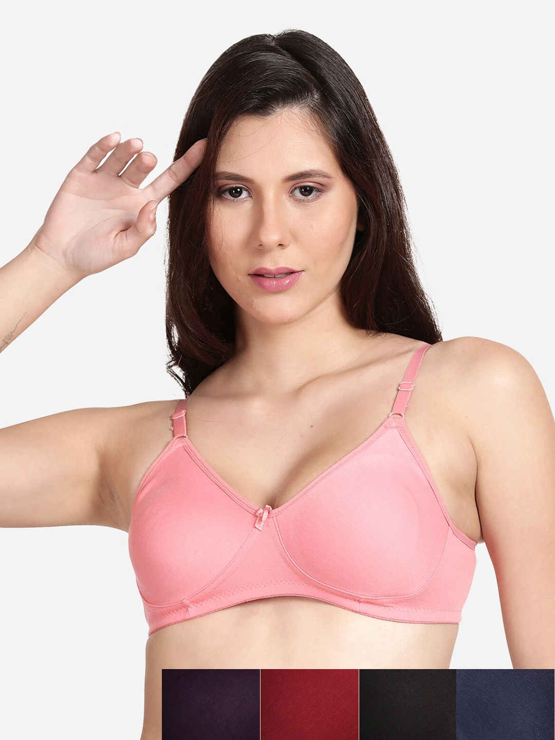 

shyaway Pack Of 5 Cotton Bra, Black