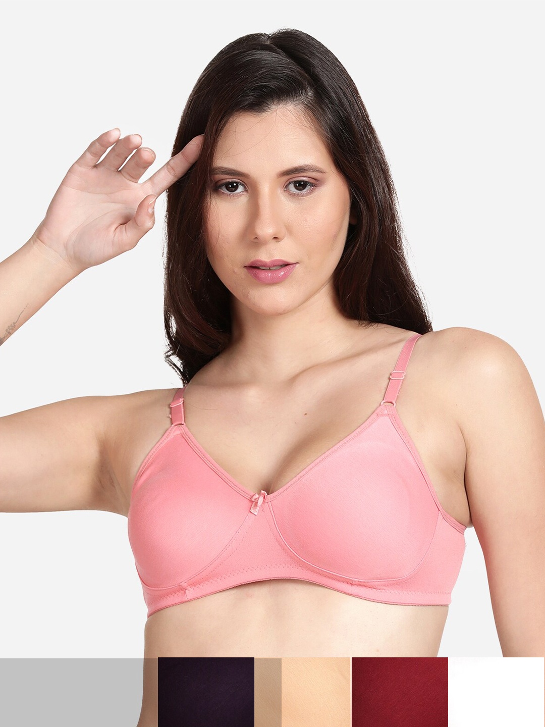 

shyaway Pack Of 5 Cotton Bra, Pink