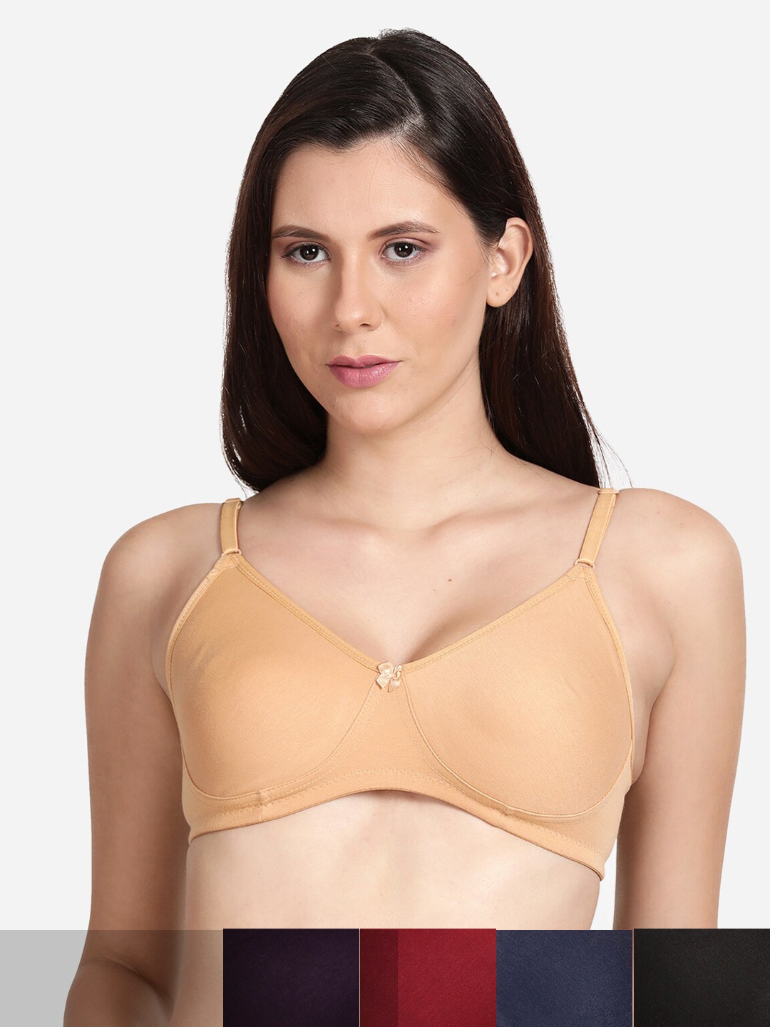 

shyaway Pack Of 5 Cotton Bra, Black