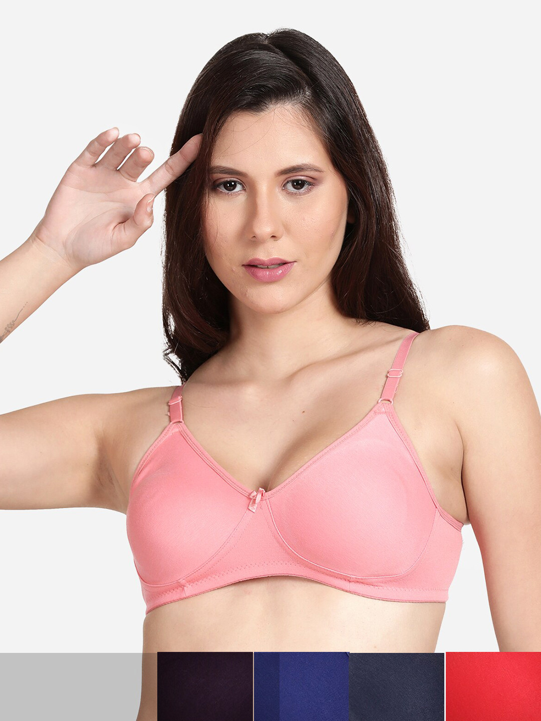 

shyaway Pack Of 5 Cotton Bra, Pink