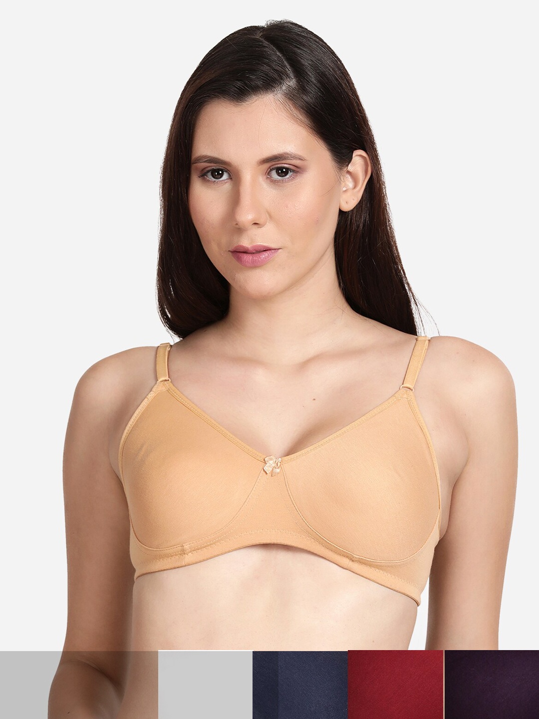 

shyaway Pack Of 5 Cotton Bra, Beige