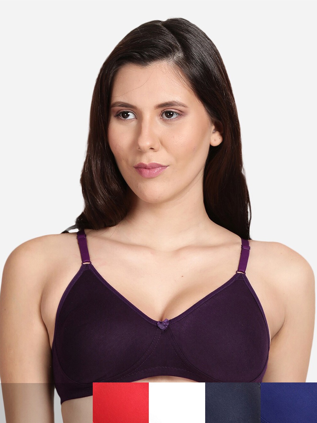 

shyaway Pack Of 5 Cotton Bra, Purple