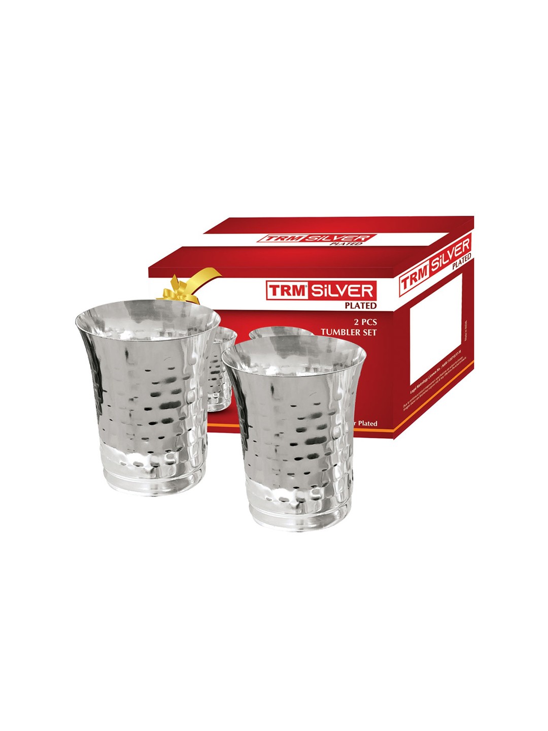 

TRM Silver-Toned Set Of 2 Textured Stainless Steel Tumblers