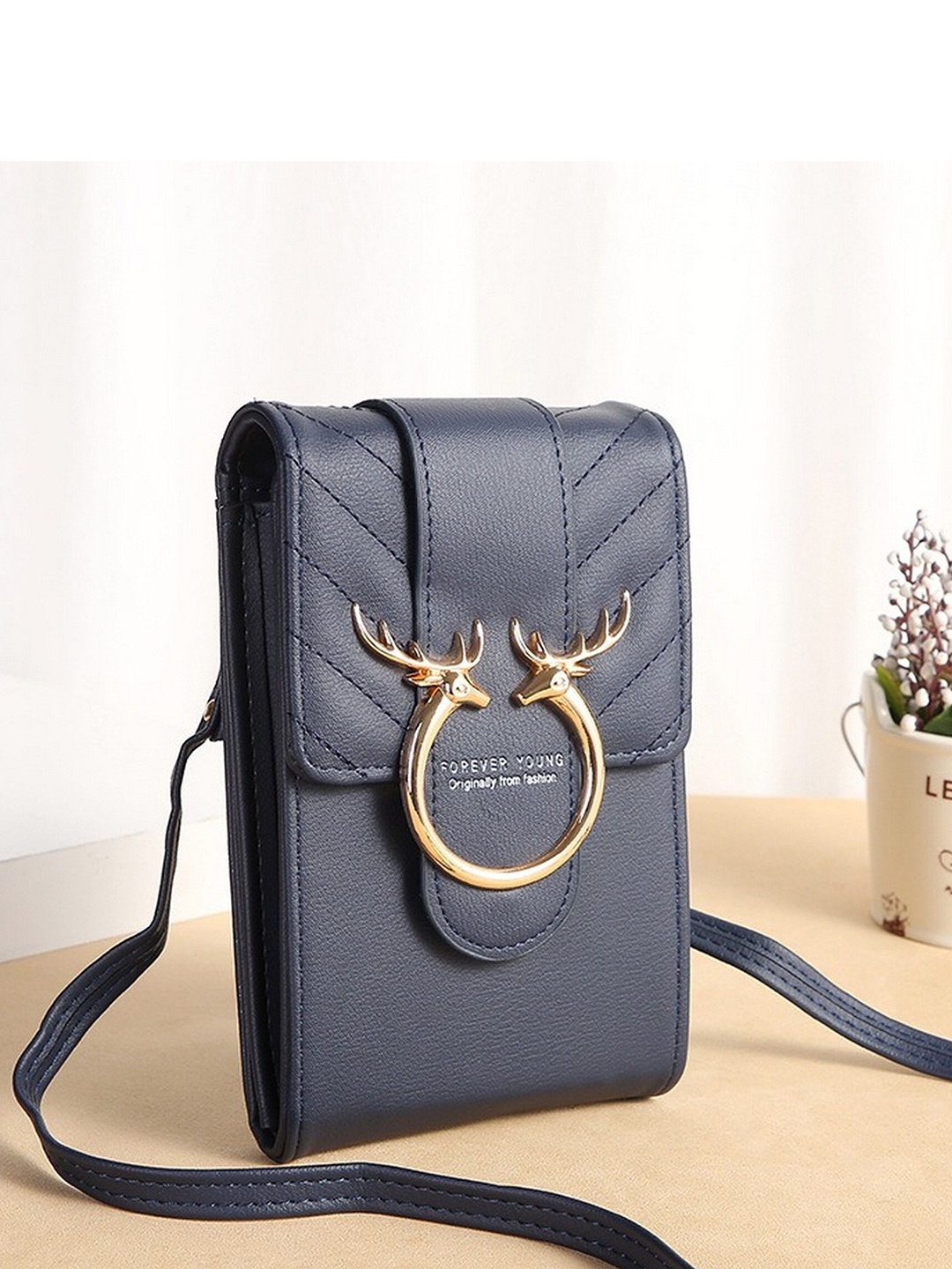 

Diva Dale Blue Embellished Phone Holder Sling Bag