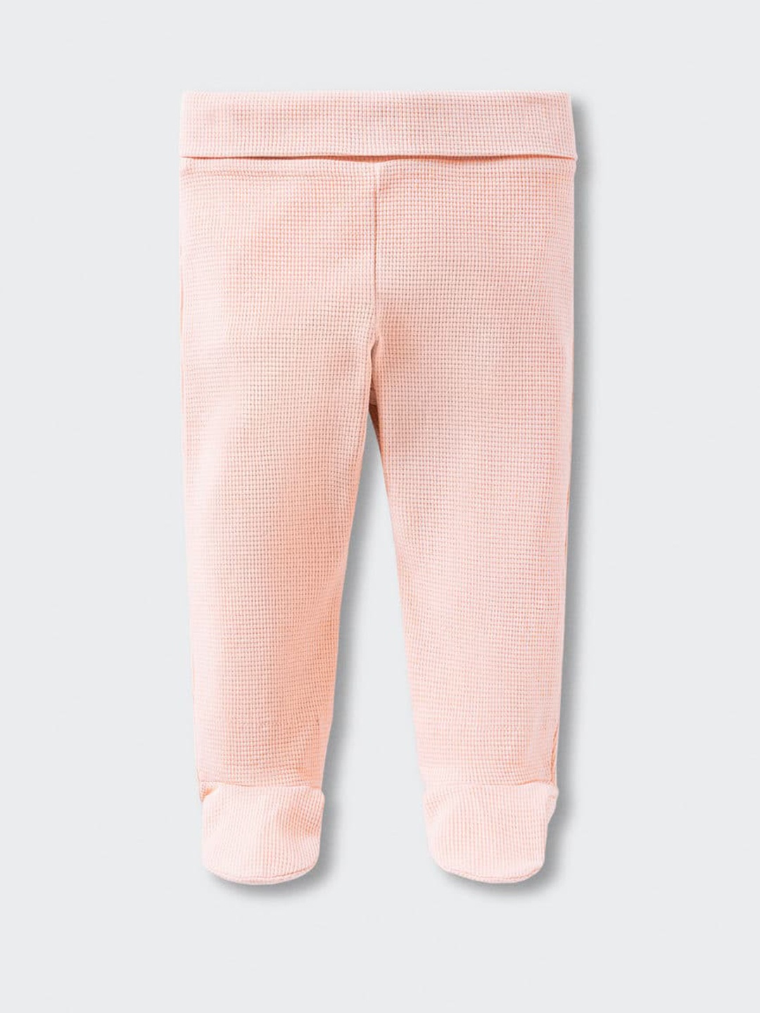 

Mango Kids Infant Peach-Coloured Solid RegularTrousers with Attached Booties