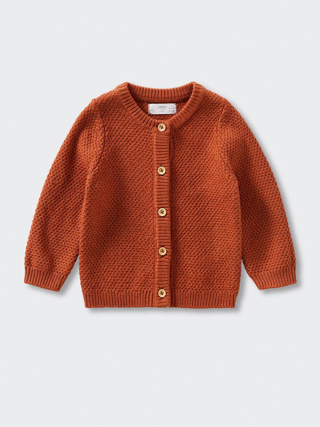 

Mango Kids Infants Rust Orange Solid Sustainable Cardigan
