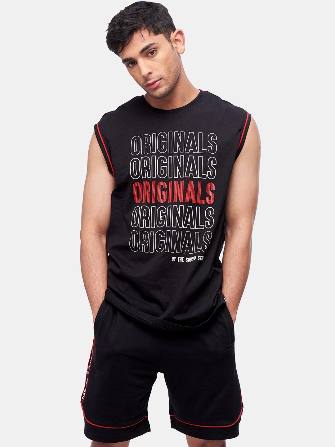 

The Souled Store Men Black Printed Co-Ords