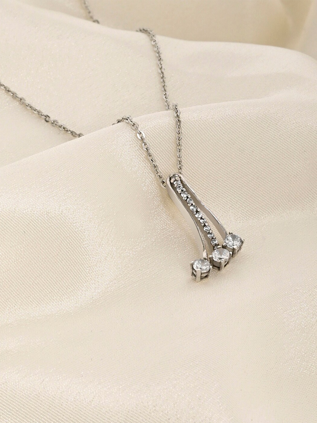 

March by FableStreet 925 Sterling Silver Rhodium- Plated Necklace