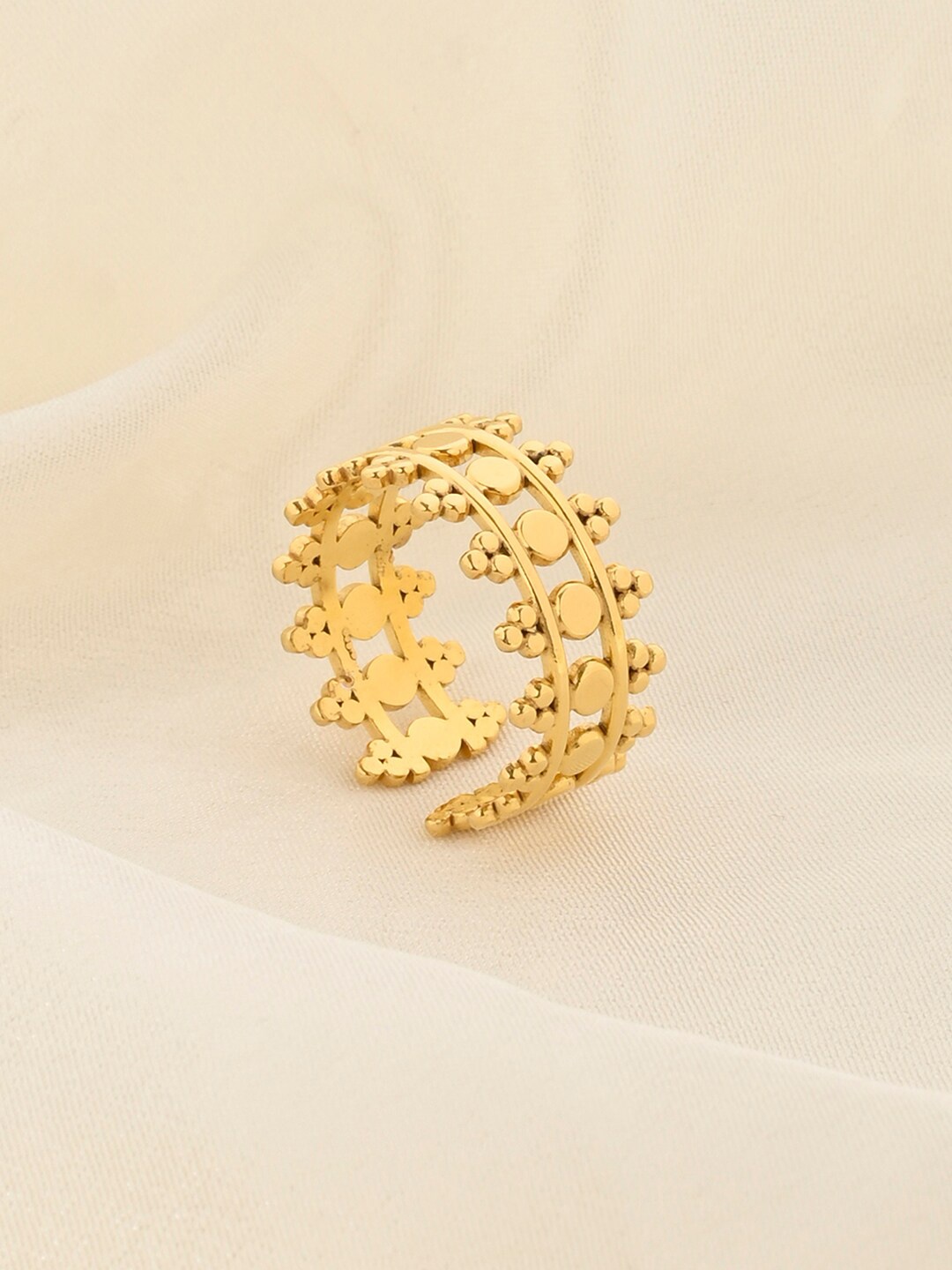 

March by FableStreet Women Gold-Plated Crown Adjustable Finger Ring