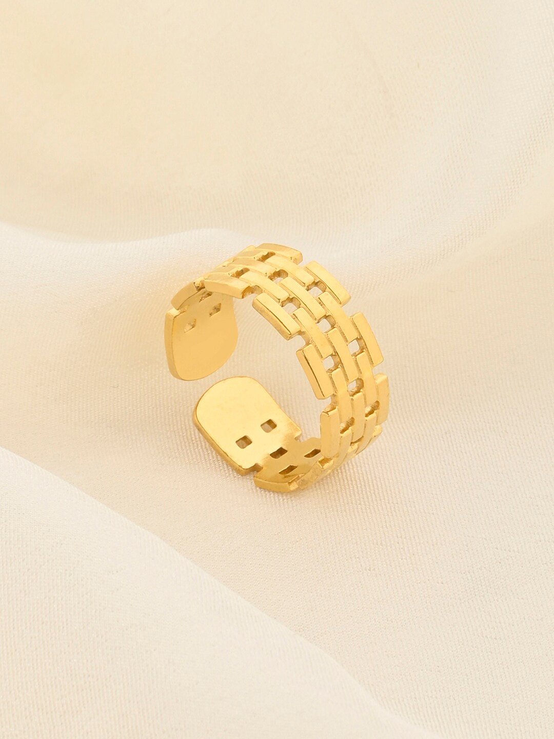 

Mikoto by FableStreet Women Gold-Plated Brick Adjustable Finger Ring