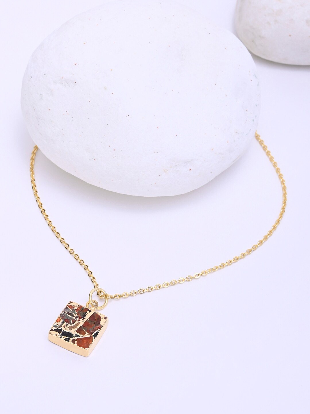 

March by FableStreet Women Gold-Toned & Red Brass Gold-Plated Necklace