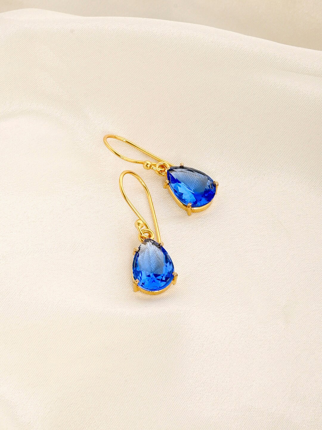 

Mikoto by FableStreet Blue Gold-Plating Teardrop Shaped Drop Earrings