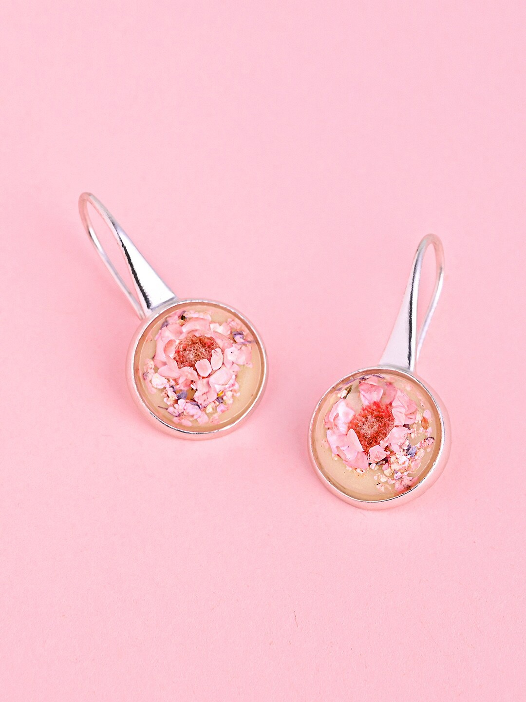 

Mikoto by FableStreet Pink Dry Flower Silver Plating Drop Earrings