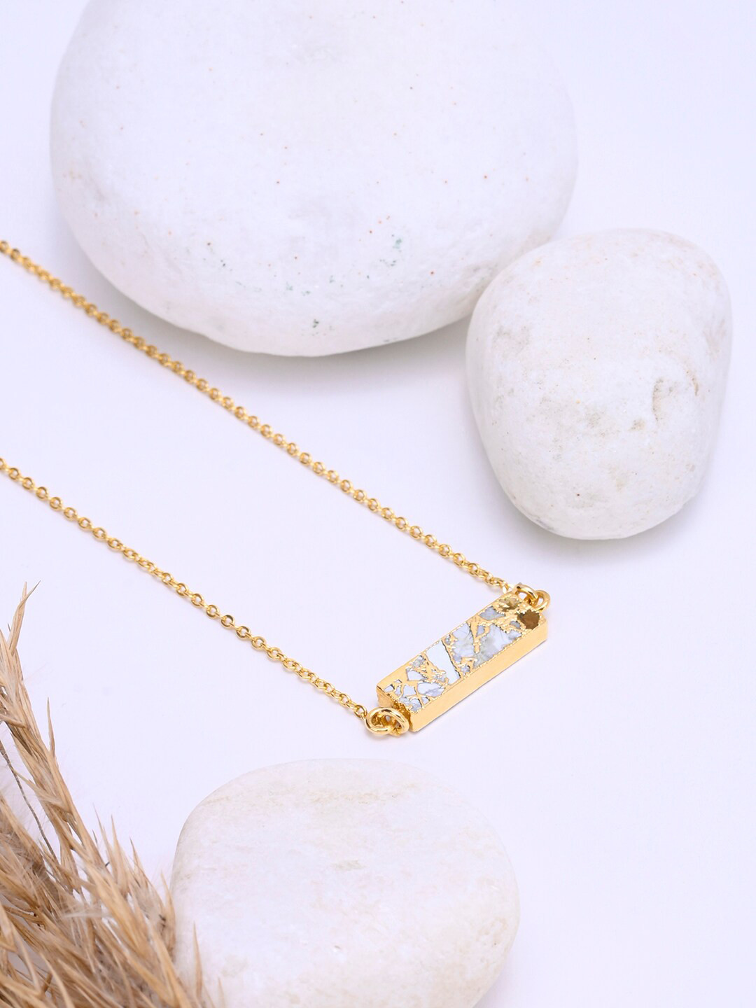 

March by FableStreet Women Gold-Toned & White Brass Gold-Plated Necklace