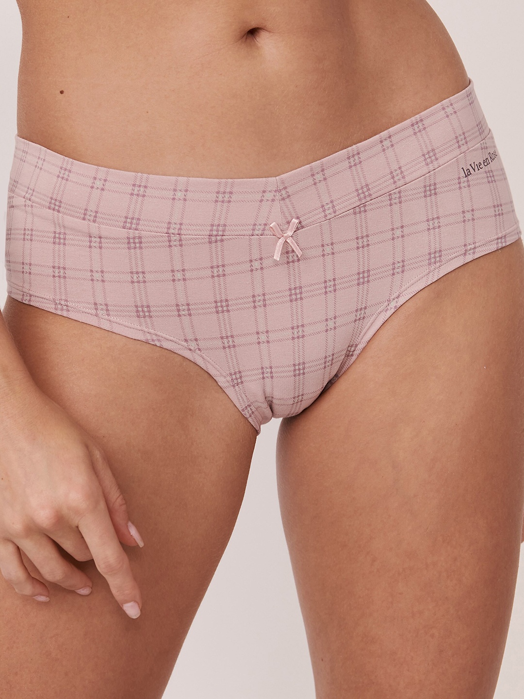 

La Vie en Rose Women Purple Checked Hipster Briefs