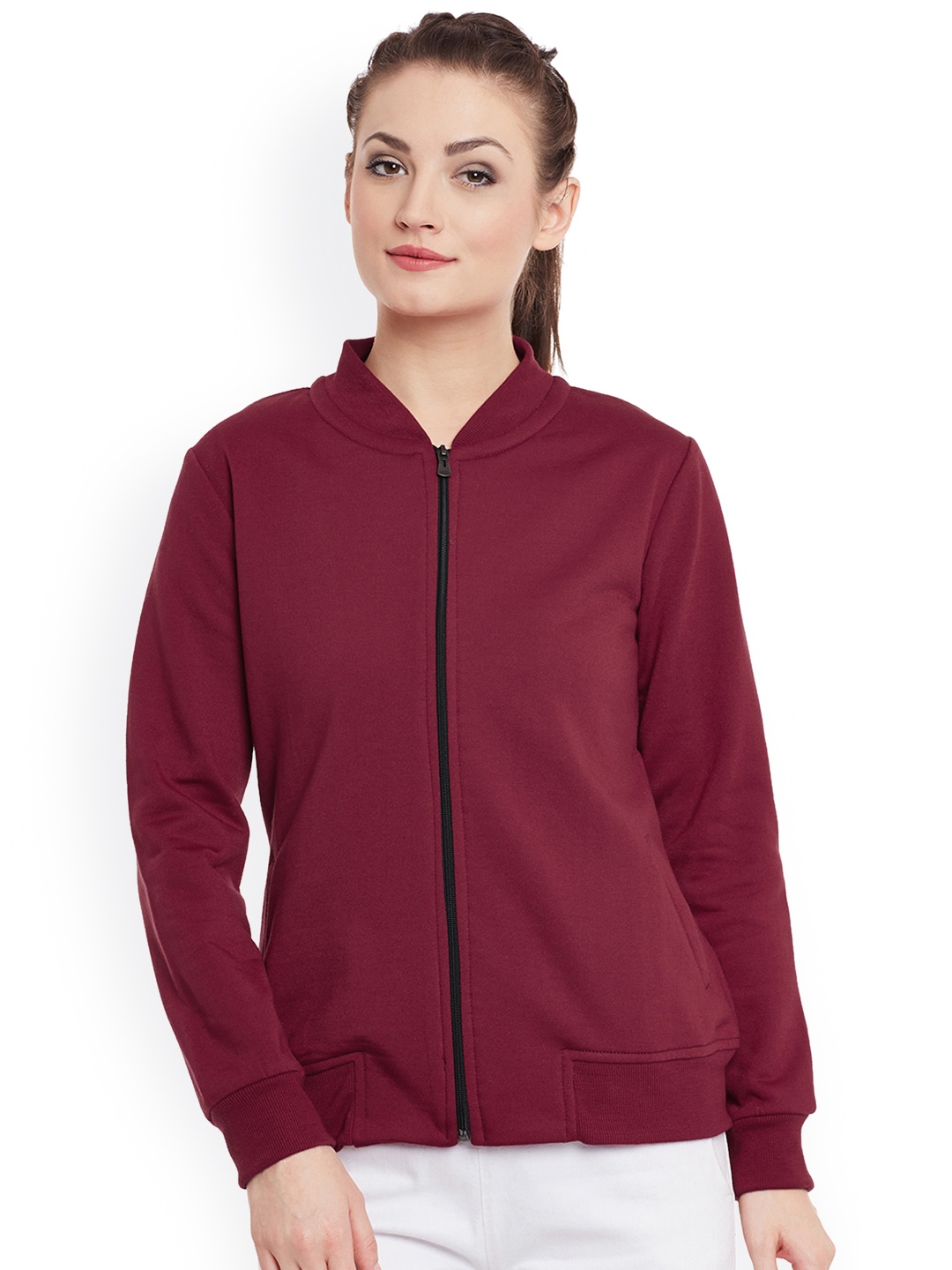 

Belle Fille Women Maroon Solid Bomber Jacket