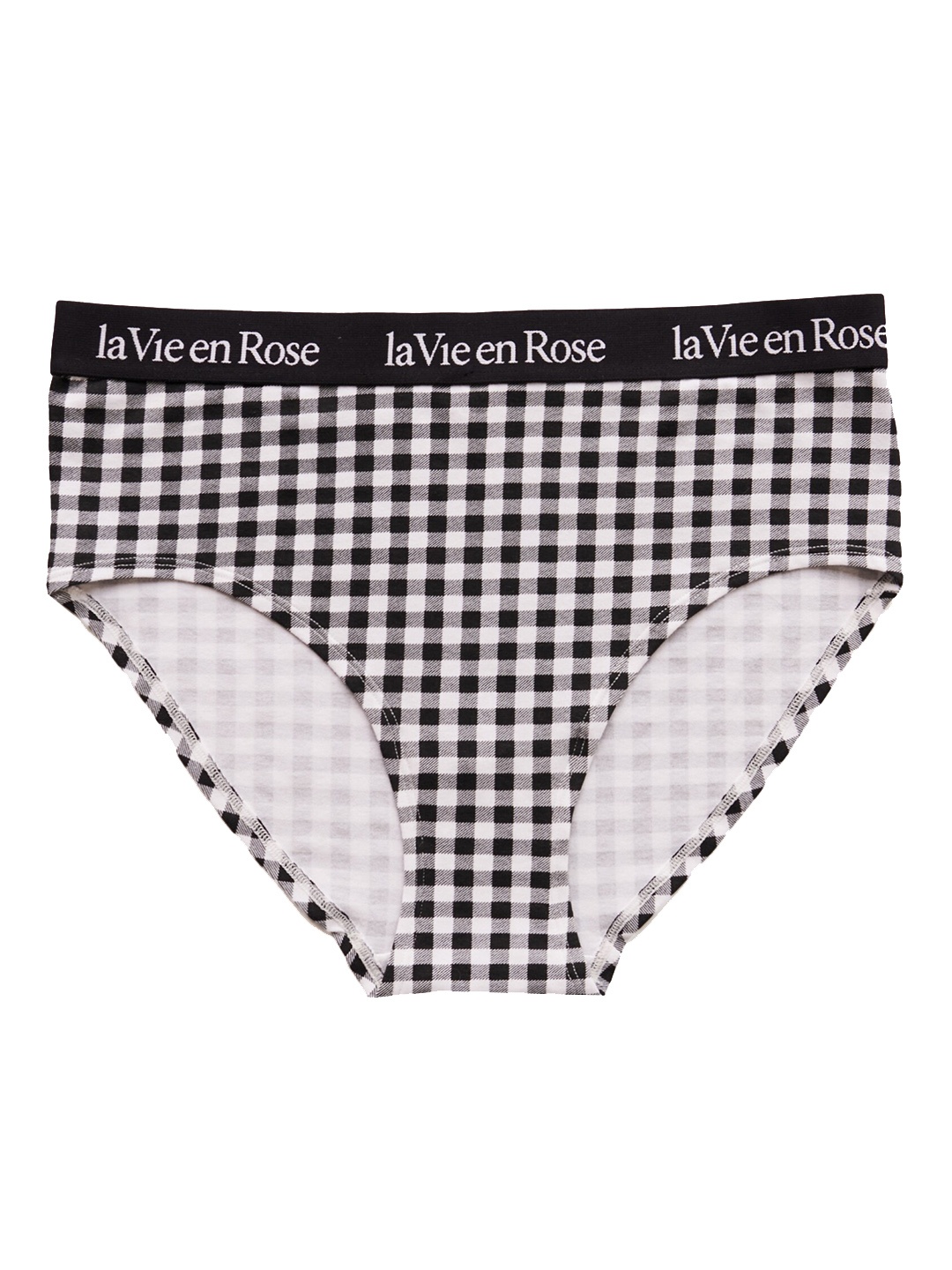 

La Vie en Rose Women Black & White Checked Cotton Bikini Briefs