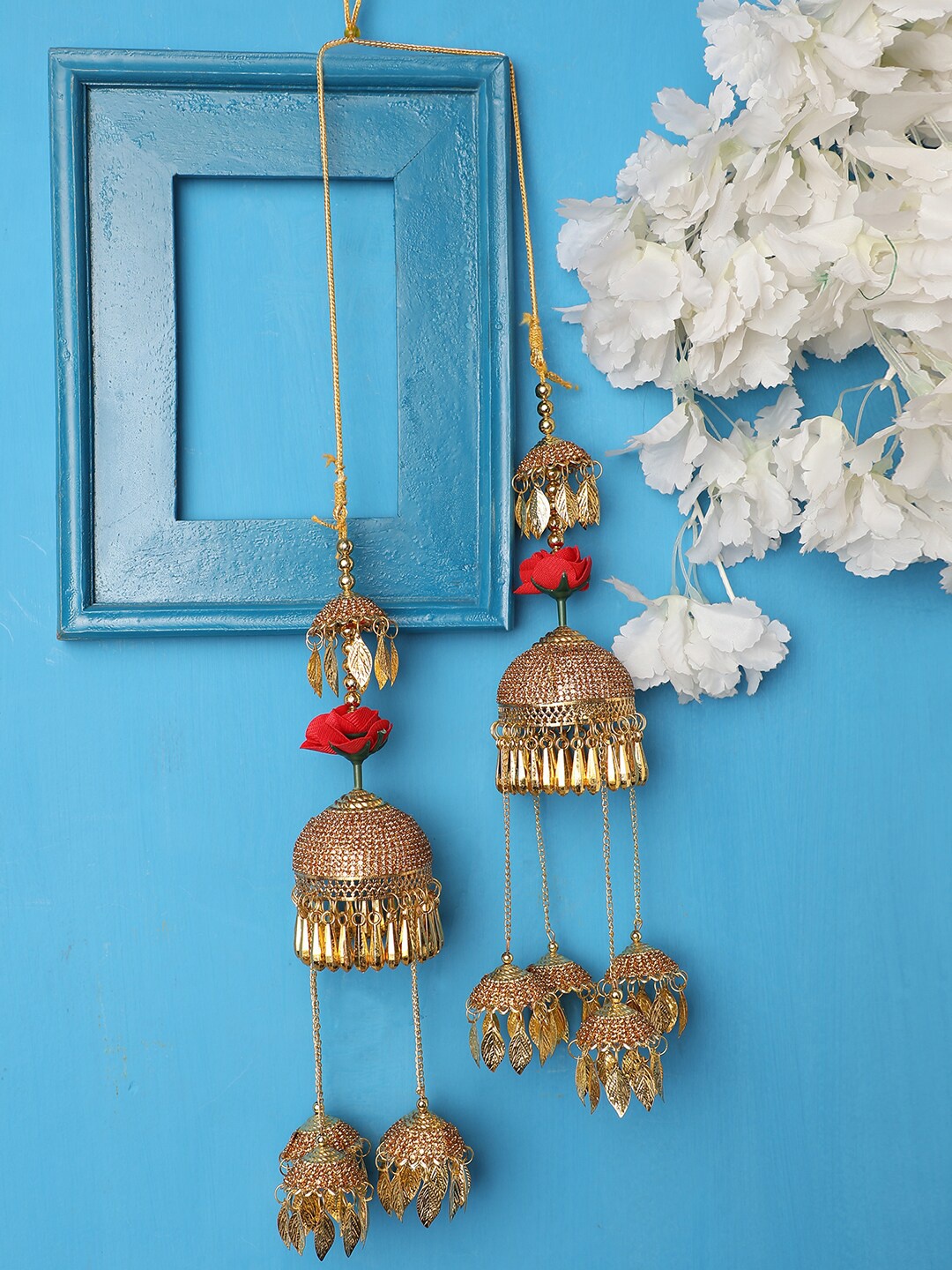 

ANIKAS CREATION Set Of 2 Gold-Plated White Stone Studded Kaleeras