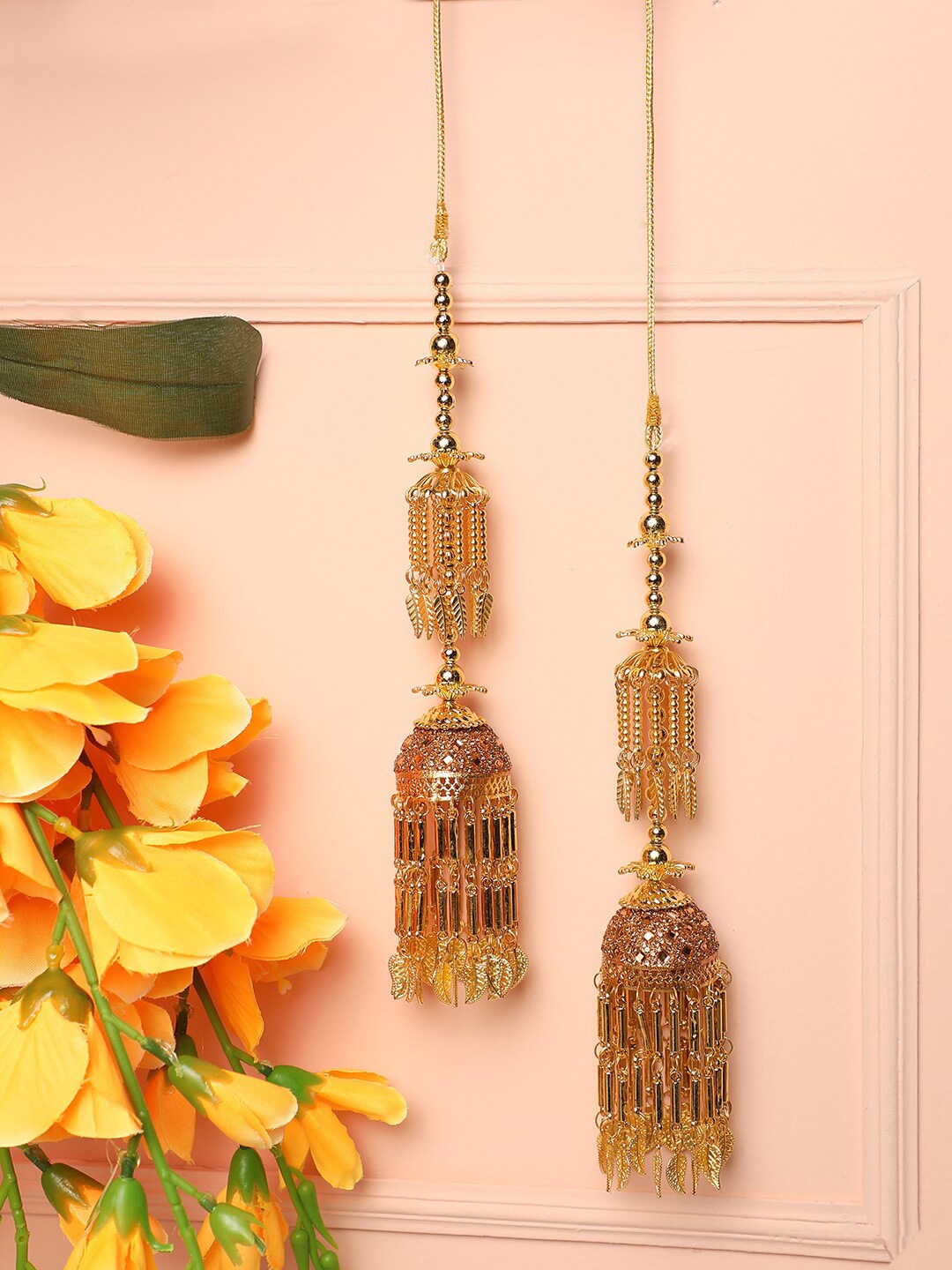

ANIKAS CREATION Set of 2 Gold-Plated Beaded Bridal Kaleeras