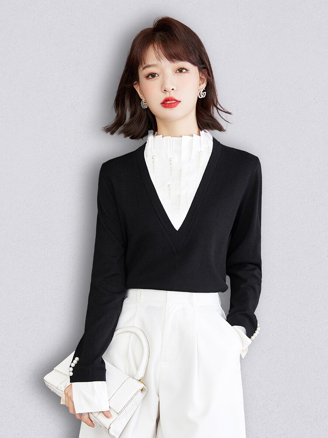 

JC Collection Women Black Solid Pullover