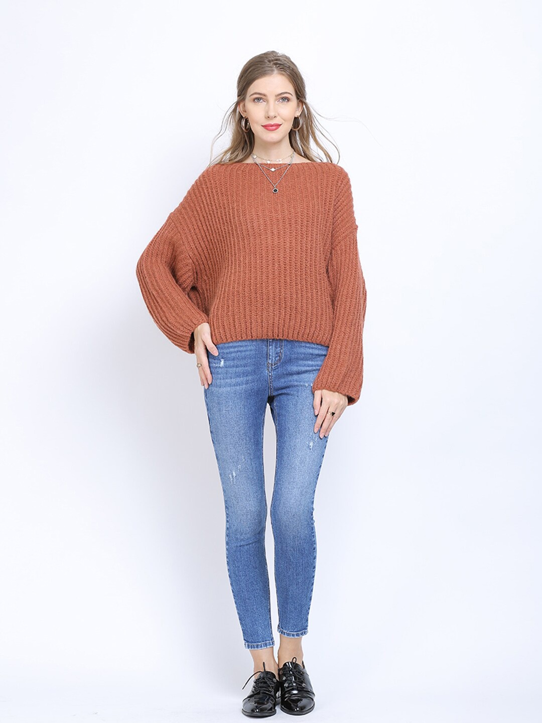 

JC Collection Women Rust Red Pullover Sweater