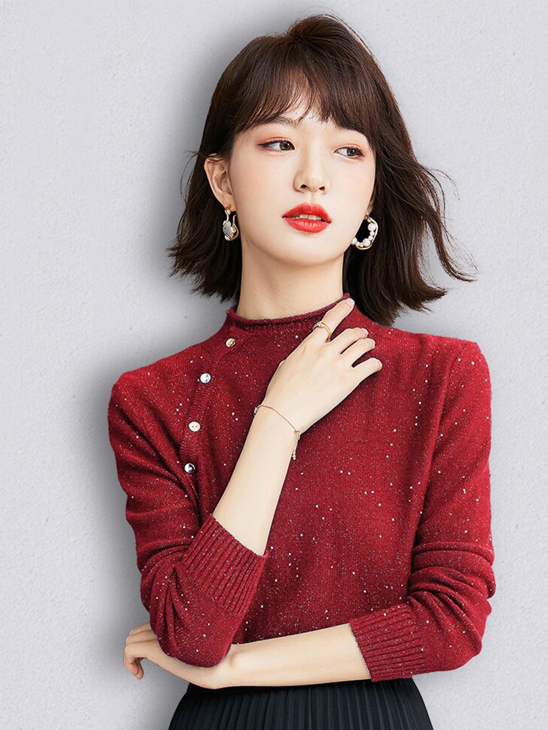 

JC Collection Women Red & White Cardigan