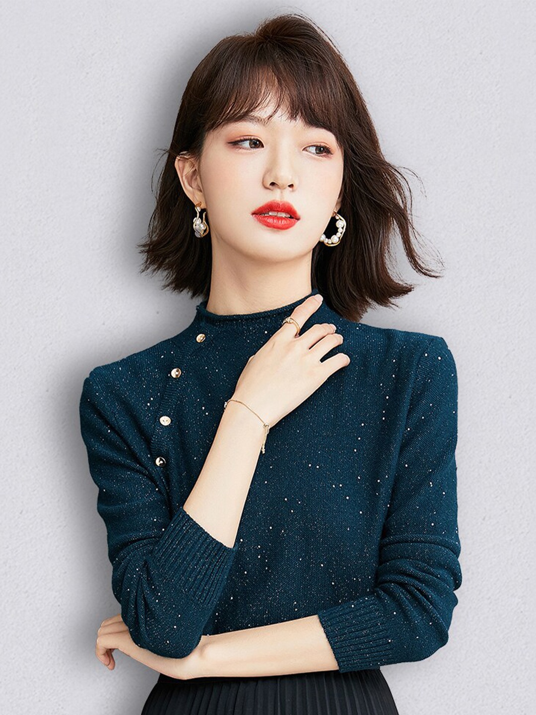 

JC Collection Women Blue Pullover
