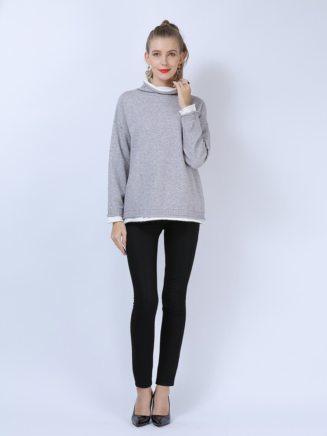 

JC Collection Women Grey Pullover