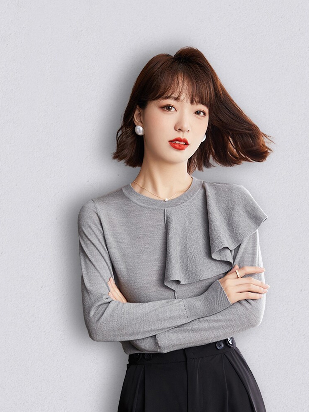 

JC Collection Women Grey Pullover