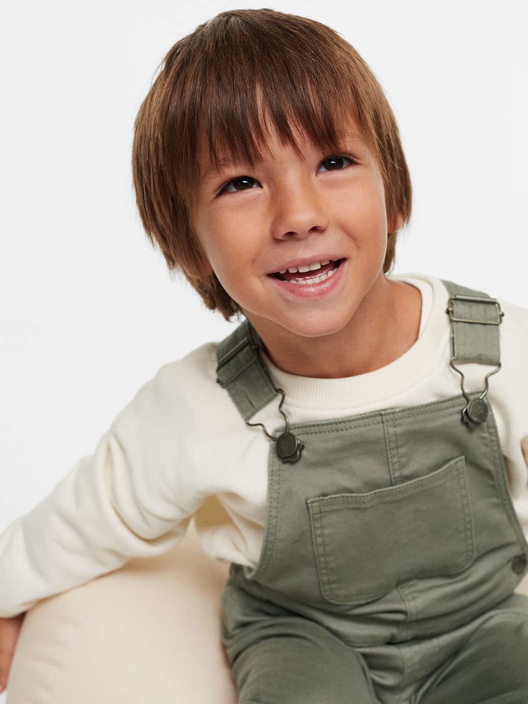 

Mango Kids Boys Sage Green Solid Dungarees