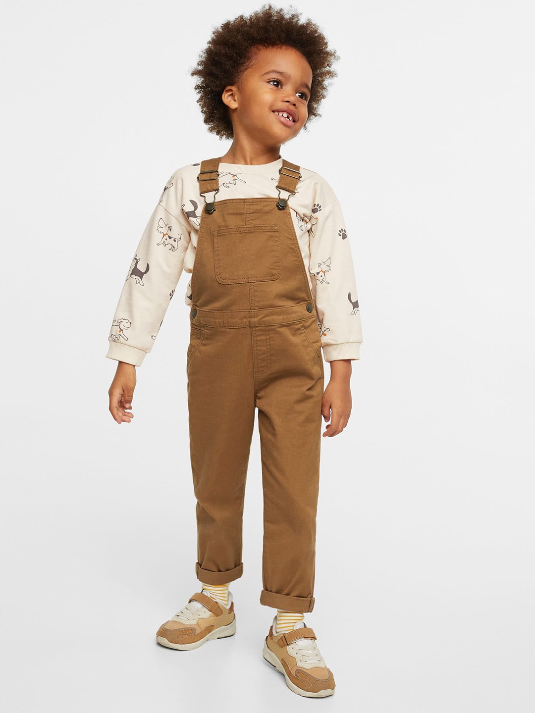 

Mango Kids Boys Khaki Solid Dungarees
