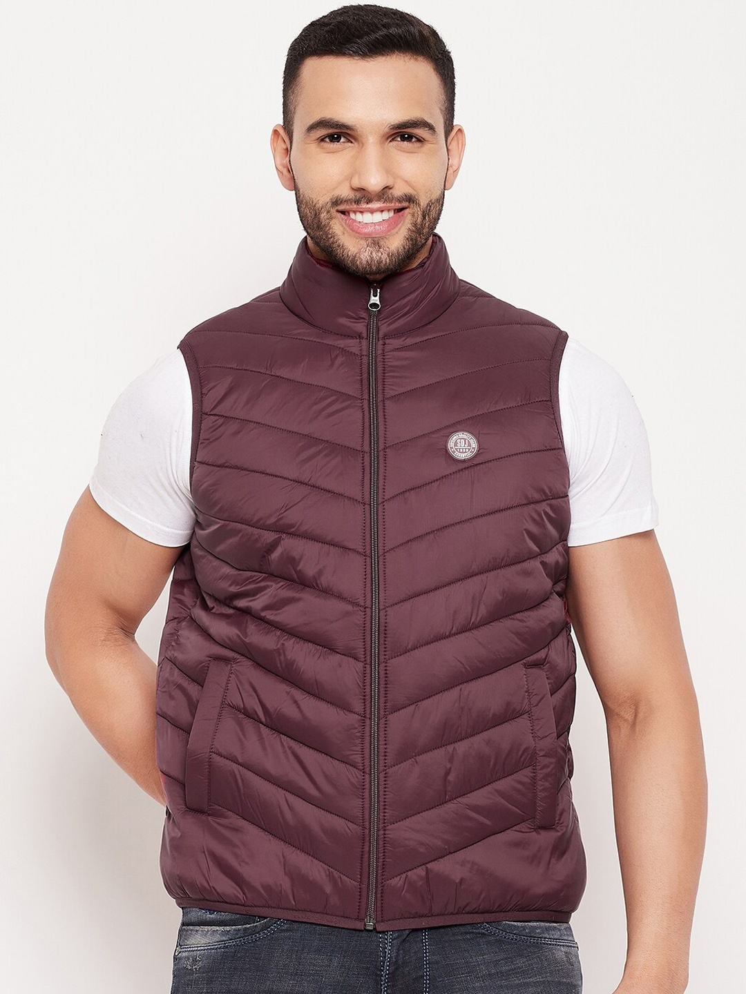 

Duke Men Maroon Solid Padded Jacket
