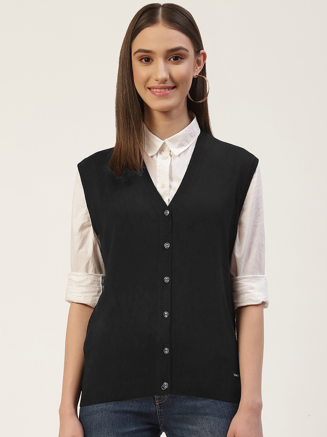 

Monte Carlo Women Black Solid Cardigan