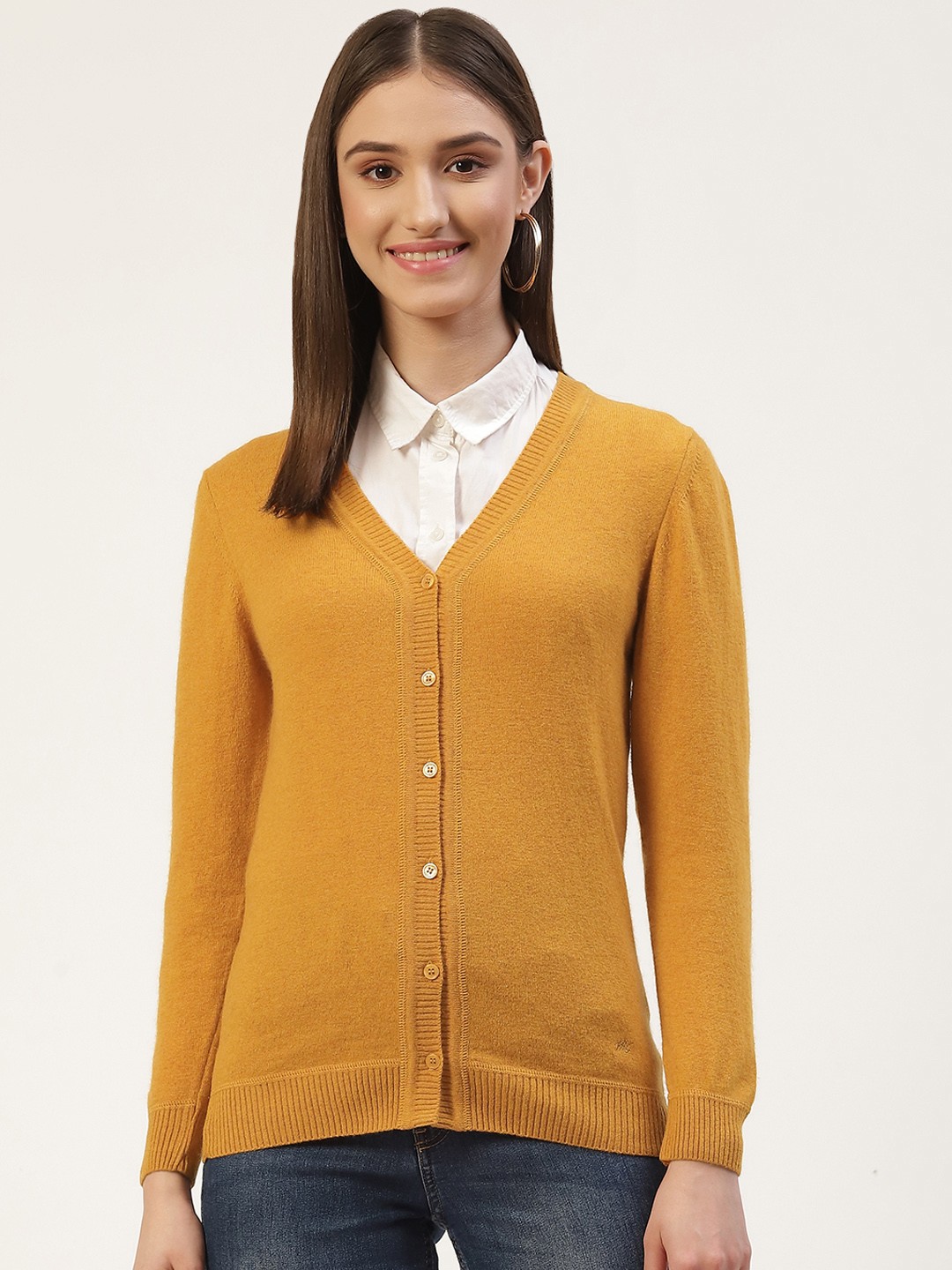 

Monte Carlo Women Mustard Yellow Solid Cardigan