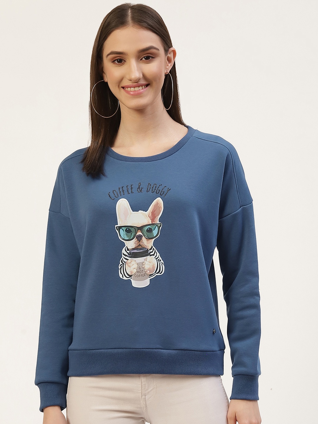 

Monte Carlo Women Blue Printed Sweatshirt