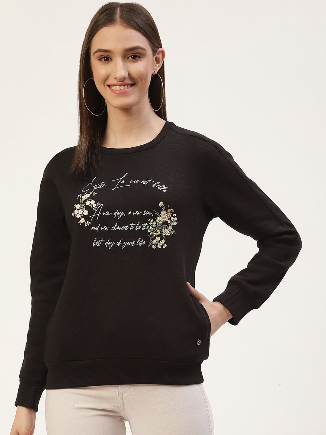 

Monte Carlo Women Black Printed Sweatshirt